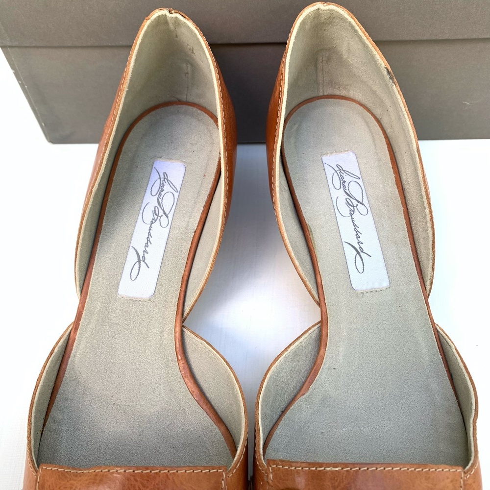 Diana Broussard Brown Leather D'Orsay Pumps 8.5 Square Toe Gold Ring Y2K Siren - Picture 3 of 10